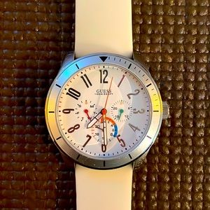 Guess watch with off white silicone band